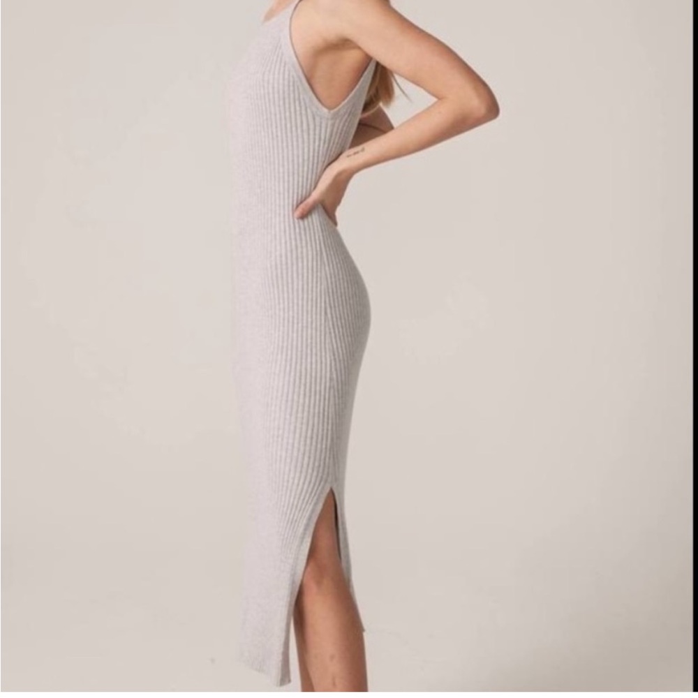 Grey ribbed midi